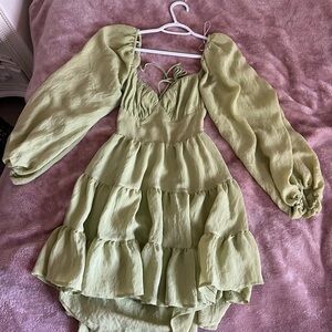 Princess Polly Lime Green Long Sleeve Dress